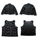 Damee Mest Floral Rosette Sequins 2pc Jacket Blouse Black Silver Size 1XL Formal Photo 11