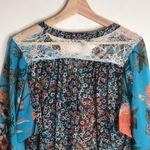 Anthropologie Figueroa & Flower Sheer Floral V-neck Long-sleeved sheer Blouse size medium boho Photo 10
