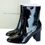 Donald Pliner NEW Leather BOOTIE ANKLE BOOT 9.5 Womens Black Crinkle Patent Shoe Photo 0
