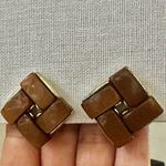 LISNER chocolate brown lucite thermoset parure clip on vintage earrings Photo 1