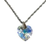Swarovski Crystal AB Heart Pendant on Silver Chain Necklace Photo 1
