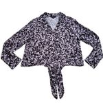 Velvet Heart Wrap Tie Floral Blouse Womens Medium Long Sleeve Button Up Photo 0