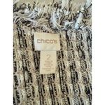 Chico's  Women's Cream Woven Tweed Drape Front Open Cardigan Sweater Fringe 2/L Photo 2