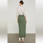BCBG MAXAZRIA Micro Suede Maxi Wrap Skirt Twill Asymmetrical Olive Green XXS NEW Photo 4