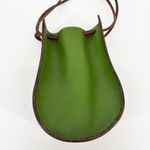 Vintage Tooled Pebbled Leather Drawstring Pouch Metal Heart Green Photo 6