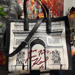 Karl Lagerfeld  Black and White Tote with Red Signature Photo 0