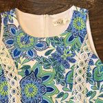 Eliza J  Floral Embroidered Sleeveless Shift Dress Blue White Green 14 EUC Photo 6