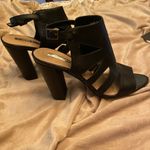 Audrey Brooke  Black Leathed Heeled Sandals Size 9.5 Photo 2