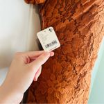 Free People Pretty Penny Burnt Orange Soft Lace Puff Sleeve Mini Dress Sz Small Photo 3