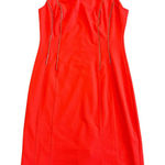 Calvin Klein  Bold Red Sleeveless Sheath Dress Gold Zipper Detail Size 8 Women's Photo 0