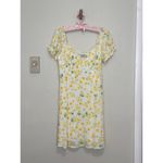 Sophie Rue Large  Rayon Puff Sleeve Mini Dress Butter Yellow Floral Sundress Photo 1
