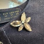 ZARA  Dark Blue Denim Couture Shift Dress Floral Rhinestones Women’s Size Medium Photo 3