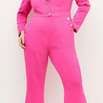 Karen Millen  Compact Viscose Tailored Button Jumpsuit Hot‎ Pink NWT Women’s 14 Photo 0