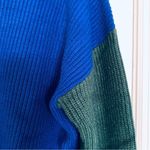 Central Park West NWT Area Stars Blue Green & Black Color Block Mock Neck Knit Oversized Sweater M Photo 3