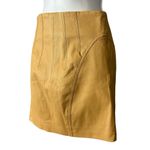 L'Academie Camel Real Leather Mini Skirt XXS Monochrome Designer $328 NEW no Tag Photo 4