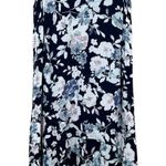J. Jill Midi‎ Dress PM Navy Blue Floral Shift Ruffle High Low Hem Petite Medium Size undefined Photo 0