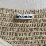 Reformation π NWT 100% Silk Roe Puff Sleeve Shirred Blouse in Champagne Gold Photo 4