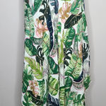 Japna Goa Beachwear By  Medium Cover‎ Up Dress Green Pink Palm Print Pom Pom Trim Photo 0