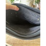 Vintage Black Genuine Leather Chevron Foldover Clutch Bag 13.5” Made in China Black Photo 4