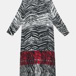 ZARA  ANIMAL ZEBRA PRINT FLOATY CONTRAST DRESS BLACK/WHITE/RED SIZE XS NEW Photo 5