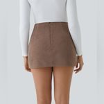 Halara  Brown High Waisted 2-in-1 A Line Mini Corduroy Casual Skirt Skort SMALL Photo 2