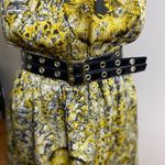 #43 Allen B. By Allen Schwartz yellow print ruffle trim dress with belt. Size 2 Photo 2