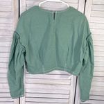ZARA  Cropped Drop Shoulder Long Sleeve Top Washed Green-Small Photo 2