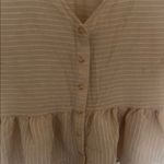 Blue Pepper Beige Striped Women Top Tan Size M Photo 1