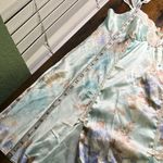 Vintage Lace Slip Dress Pastel Blue Floral Print Photo 5