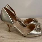 Badgley Mischka Lacie Peep Toe Metallic Heels Photo 4
