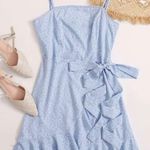 SheIn Blue Floral Faux Wrap Mini Dress Photo 0