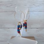 Vintage Dangle Earrings For Pierced Ears Gold Tone, Blue, Red Blue Photo 5