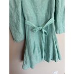 Mille Anais Striped Linen Puff Sleeve Mini Dress XS Green White Photo 3