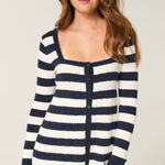 Hollister  Navy Blue Stripe Babydoll Long Sleeve Henley Photo 0