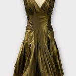 Tadashi Collection Bronze Metallic Fit & Flare Ruched Taffeta Formal Dress Sz 2 Brown Photo 4