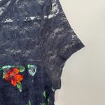 Hollister  Navy Floral Lace Mini Dress Women’s Size Large Short Sleeves Lined Photo 7