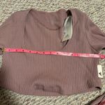 Adidas NWT  Studio Lounge Ribbed Cropped Long Sleeve Tee Pink Mauve- Size Medium Photo 7