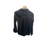 EXPRESS Blouse Women's XS Black Button Up Pockets Top Flowy Career Photo 3