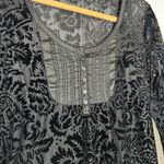 Vintage Denim & Supply Black Semi Sheer Burnout Long Sleeve Scoop Neck Shirt Size M Photo 2