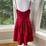 David's Bridal David’s Bridal Crimson Red Floral Jacquard Ballet Scoop Neck Formal Dress Size 6 Photo 1
