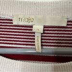 Maje Stripe Embroidered Top Women’s Size Large Red White Floral Heart Tee Photo 7