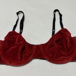 Nordstrom Vintage Intimates 38B Underwire Bra Red Velvet Texture Black Straps Photo 0