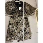 Selfie Leslie  Black Gold Glitter Batwing Sleeve Short Mini Dress Cocktail S NWT Photo 8