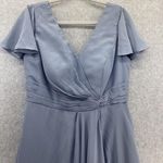 Lavetir Women's Formal Blue Short Sleeve Sheer Flutter Tie Back Size 16 Chiffon Photo 10