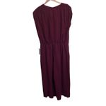 Gal Meets Glam  Luella Ruched-Shoulder Crop‎ Jumpsuit Burgundy  12 Wide Leg NWT Photo 3