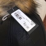 Gallery Black Faux Leather Pompom Cap Photo 6
