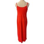 Anthropologie  The Elyse Slip Dress Satin Cowl Neck Maxi Orange Sz LP Satin Party Photo 9