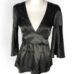 RT Satin 3/4 Bell Sleeve Deep V Photo 0