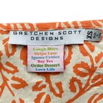Gretchen Scott  Tunic Womens Sz XS Orange Floral Paisley Cotton Coastal Beach Photo 3