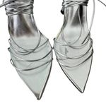 Camila Coelho  Jolie Metallic Silver Ankle Wrap Sandal Heels Photo 6